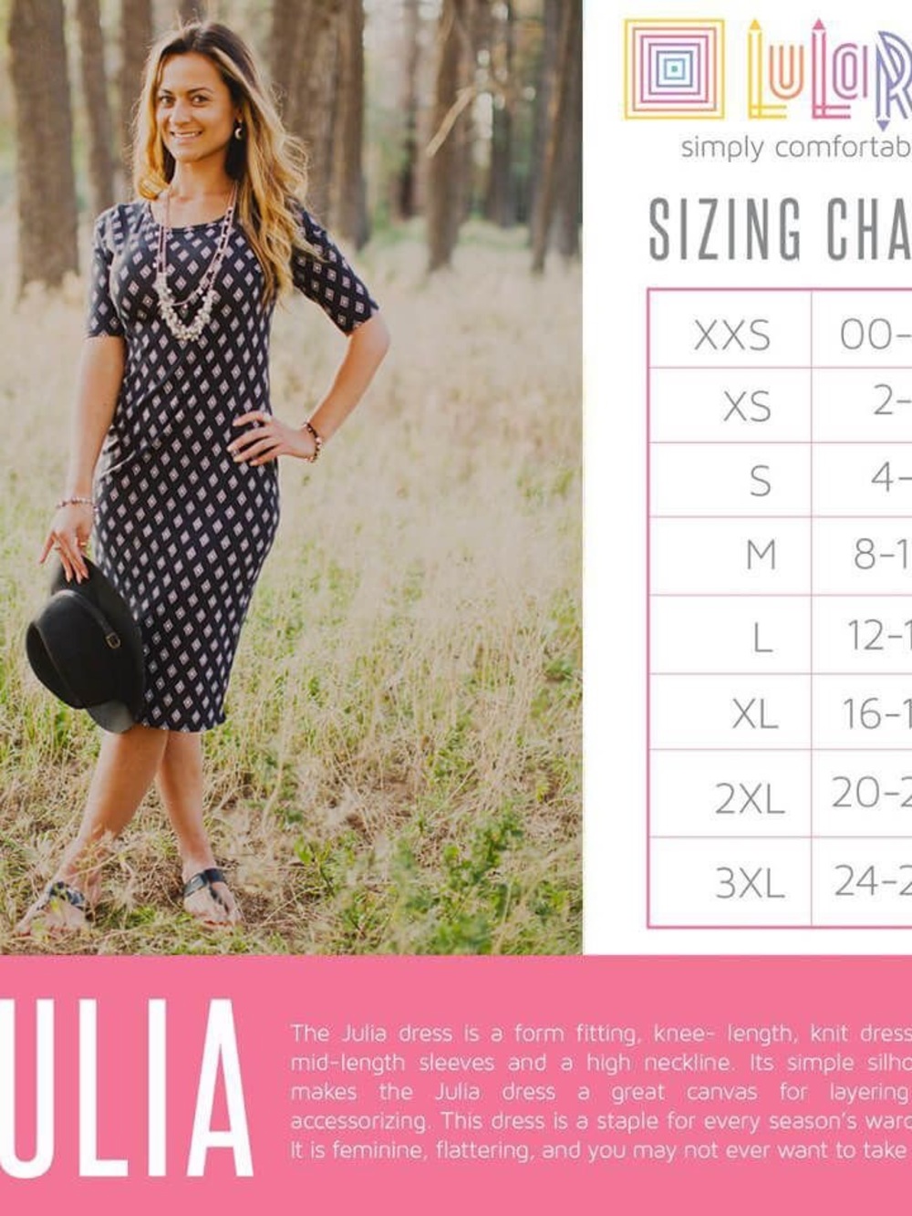 LuLaRoe Julia Navy and White Diamond Midi Dress